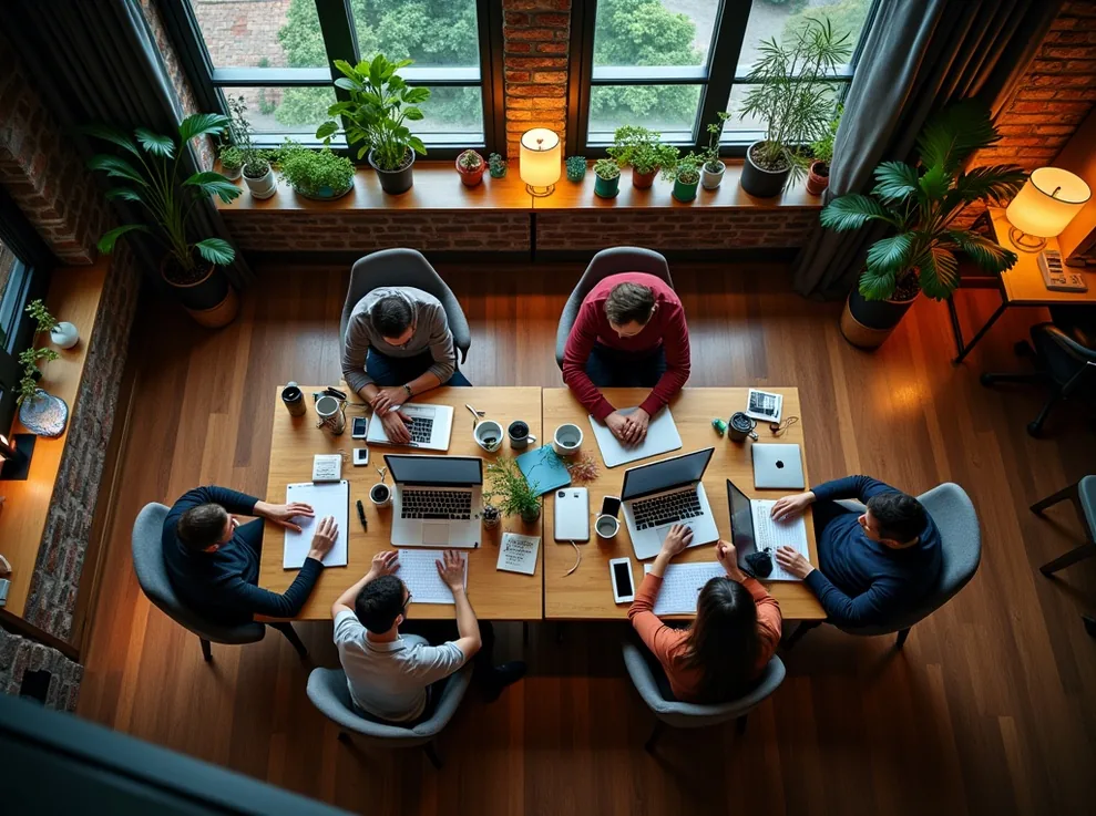 vue aérienne d'un espace coworking